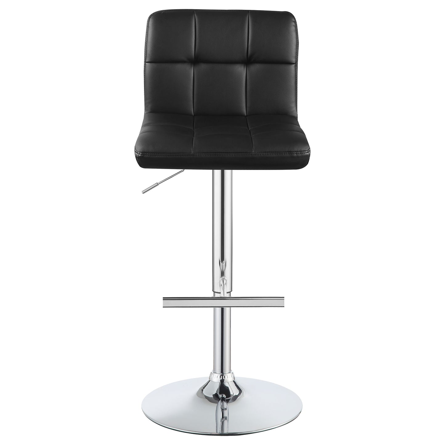 Lenny Tufted Adjustable Leatherette Bar Stool Black (Set of 2)