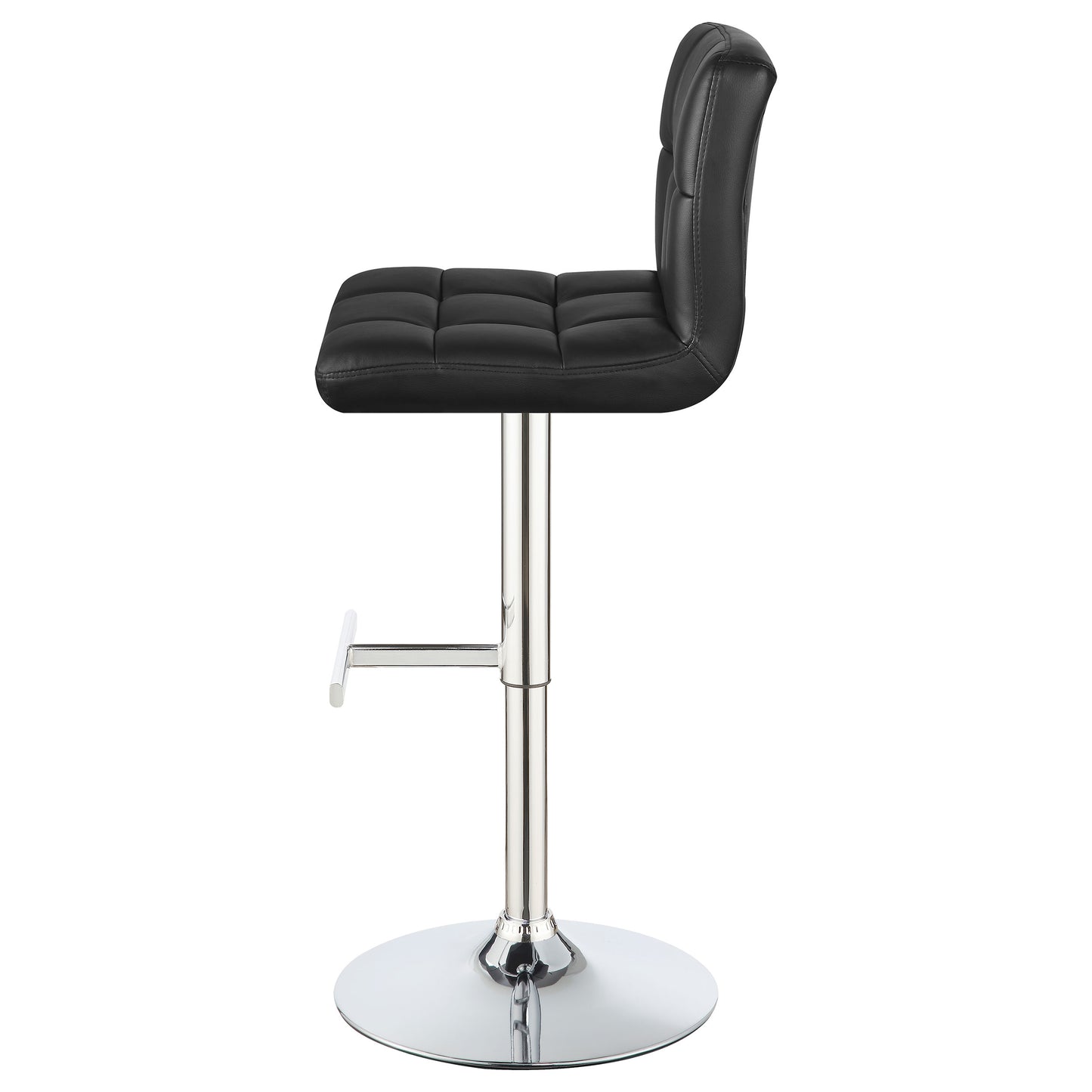 Lenny Tufted Adjustable Leatherette Bar Stool Black (Set of 2)