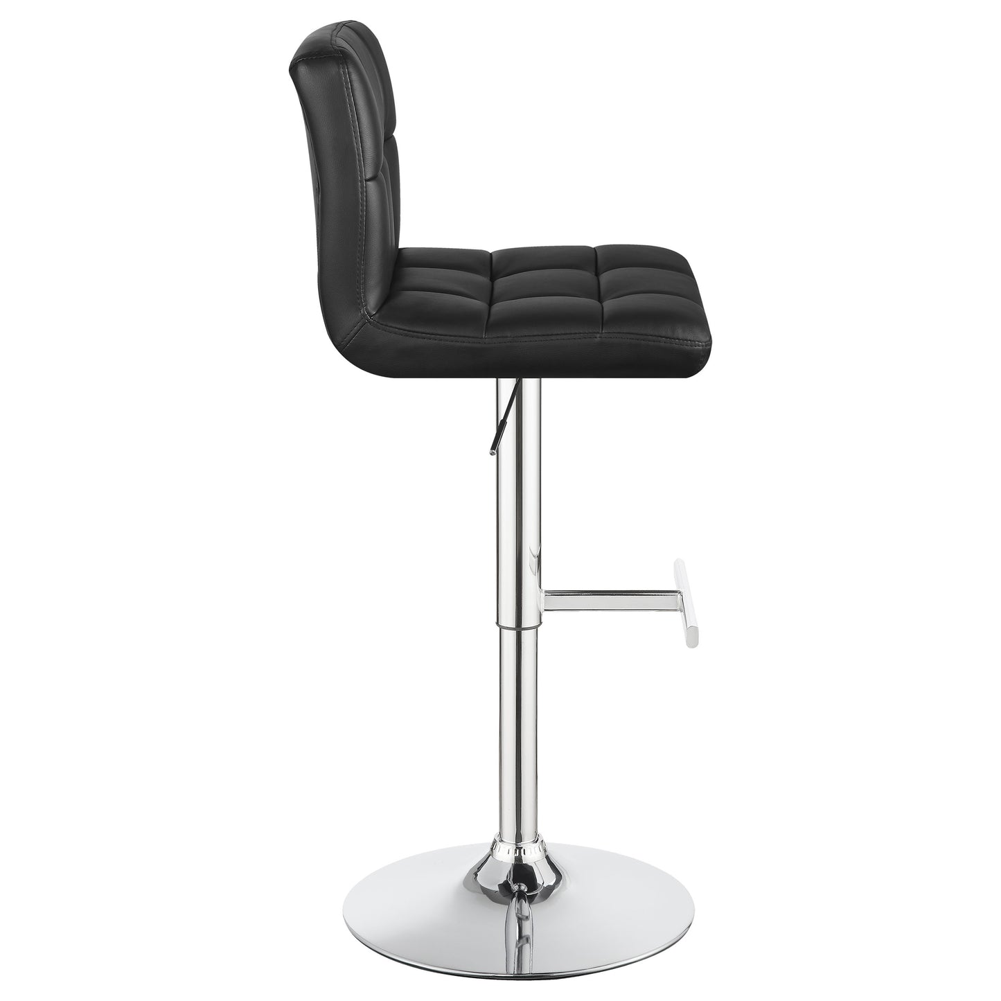 Lenny Tufted Adjustable Leatherette Bar Stool Black (Set of 2)