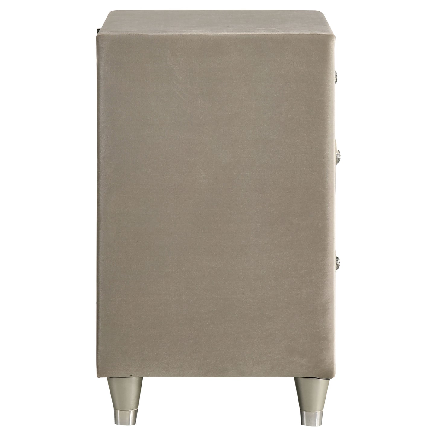 Antonella Upholstered 3-drawer Nightstand Ivory and Camel