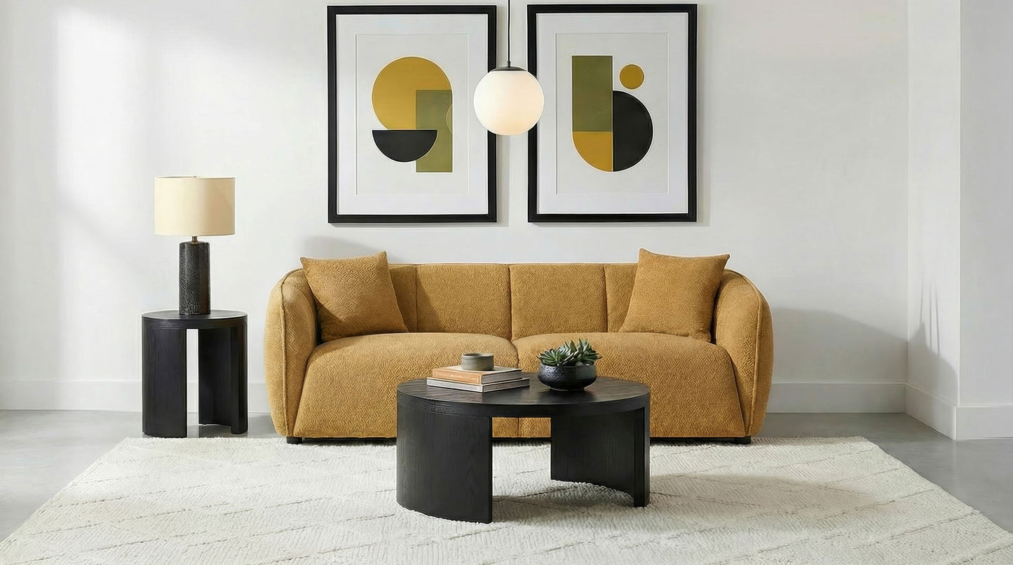 Aleisha Fabric Upholstered Sofa Mustard Yellow