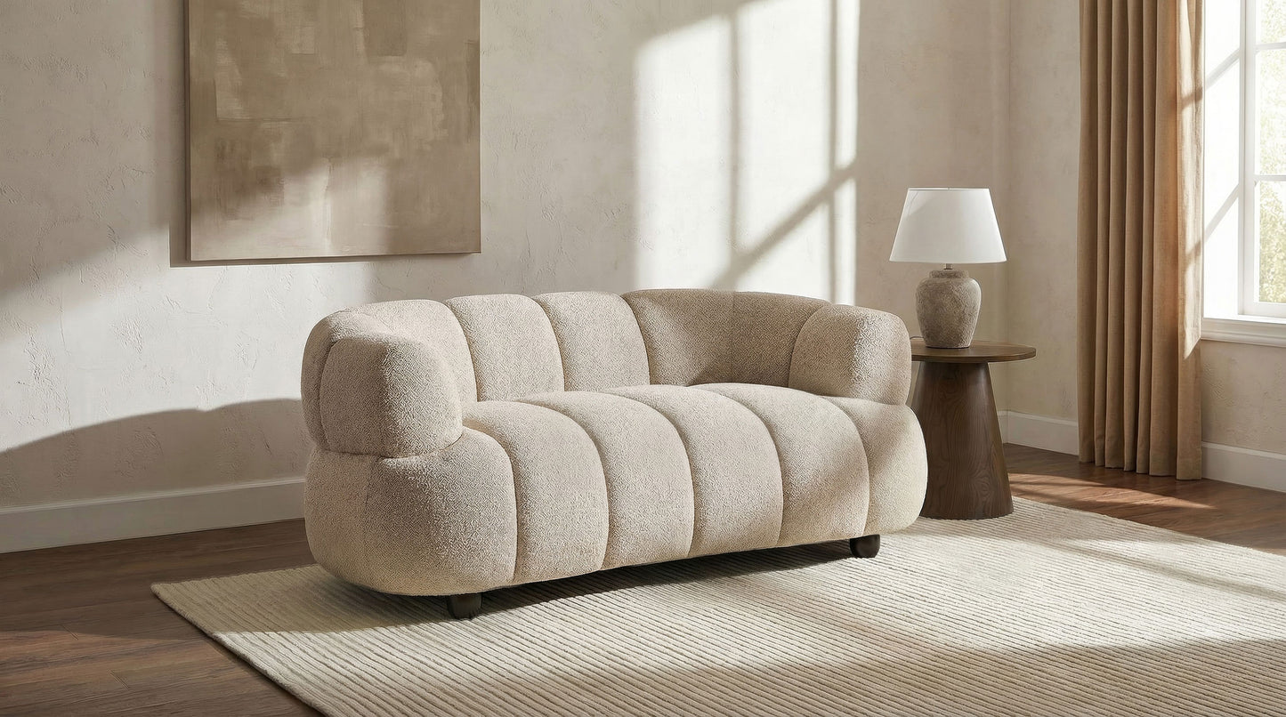 Whitney Contemporary Channel Tufted Woven Fabric Upholstered Loveseat