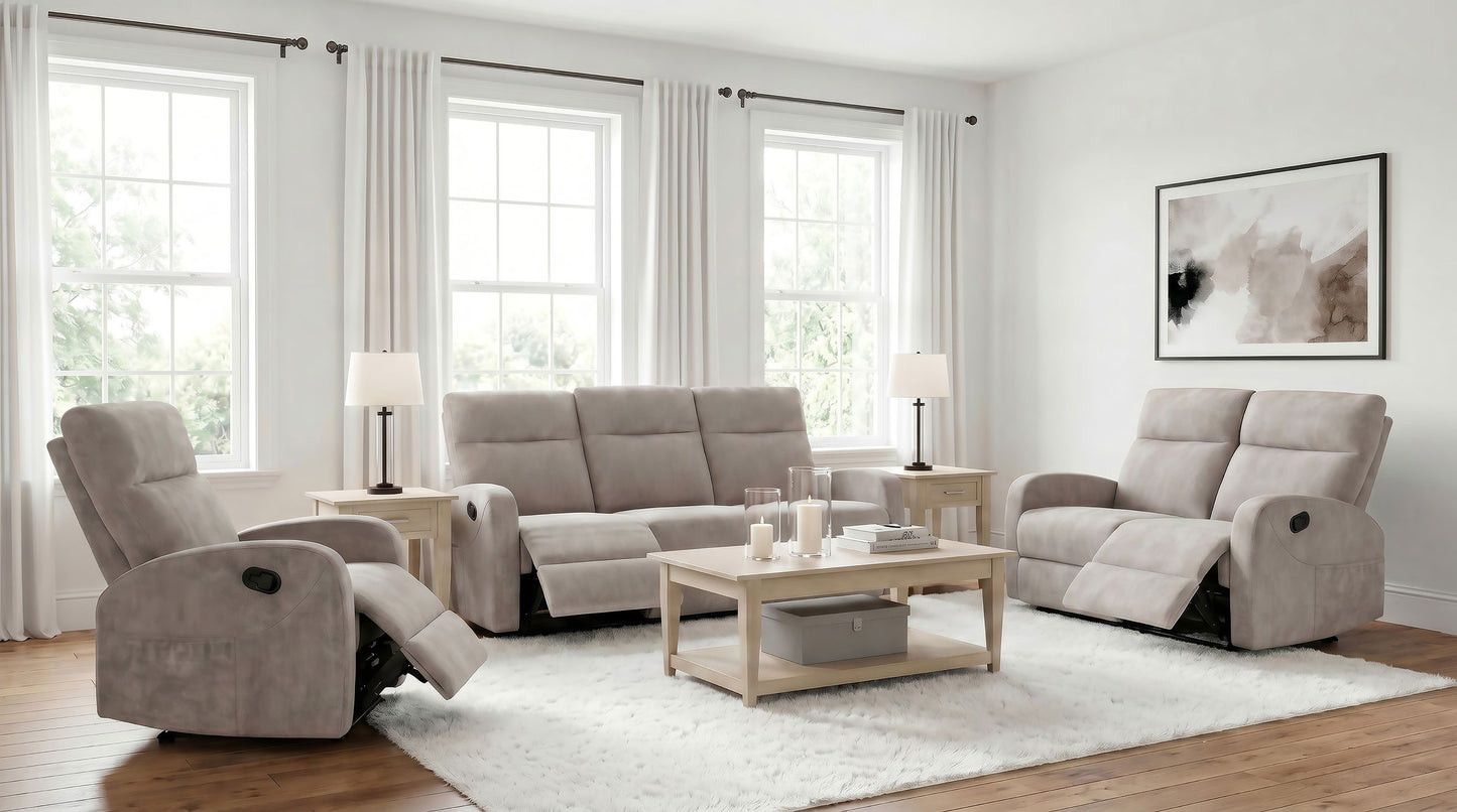 Hamilton Chenille Manual Reclining Sofa Sand