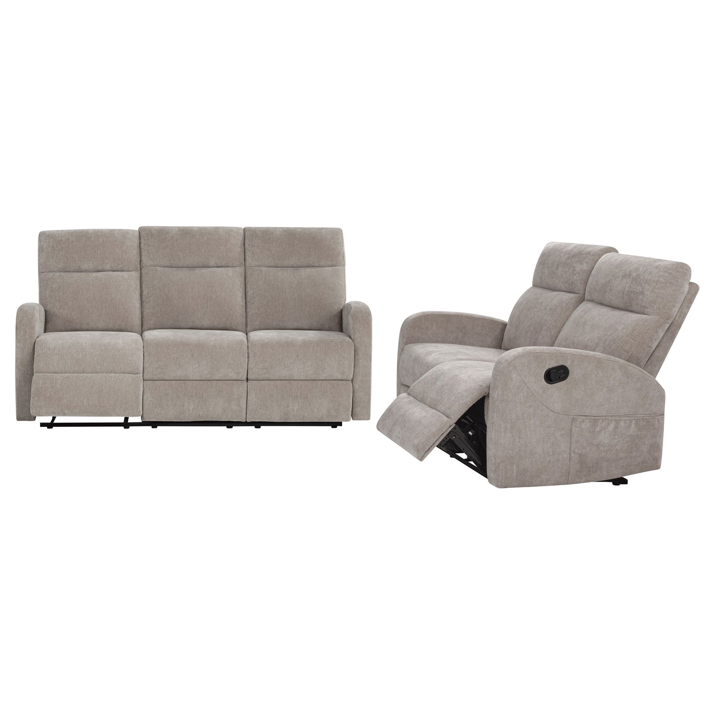 Hamilton 2-piece Chenille Manual Reclining Sofa Set Sand