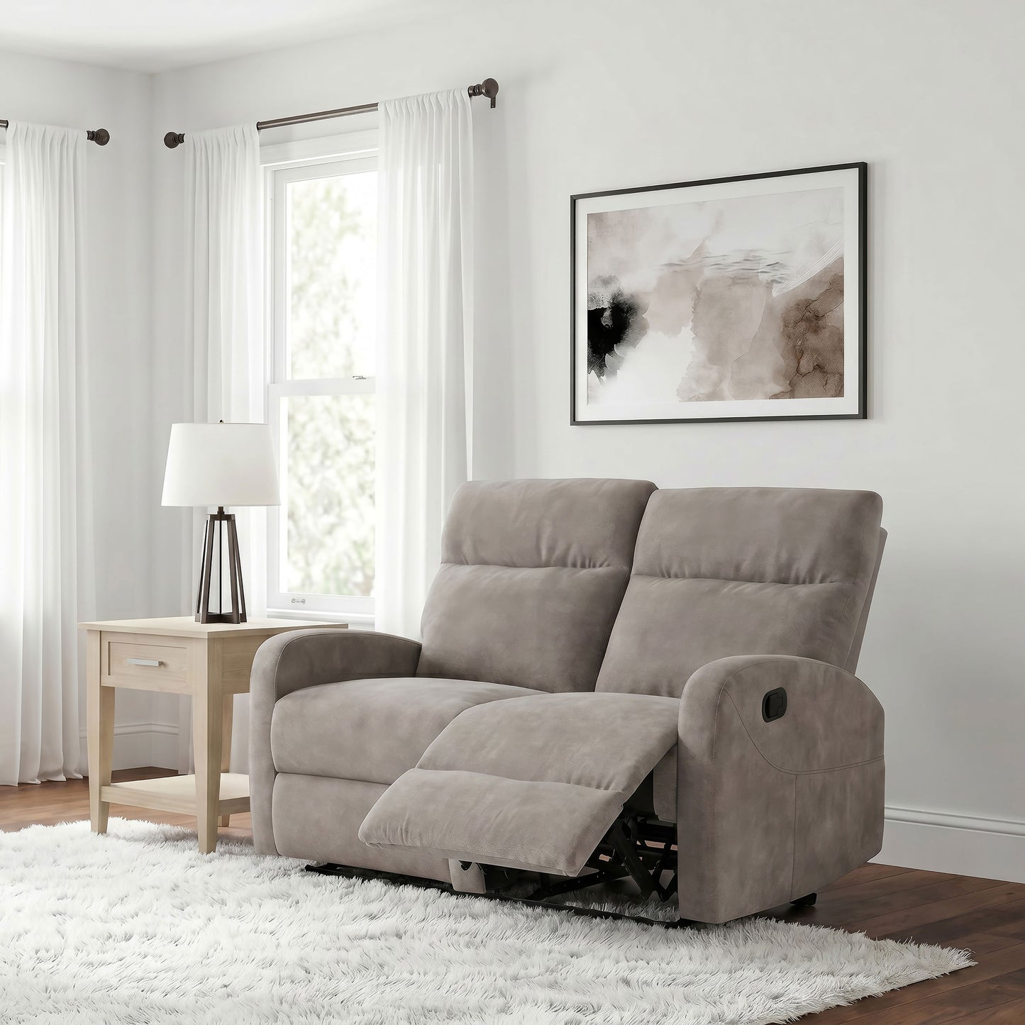 Hamilton Chenille Manual Reclining Loveseat Sand