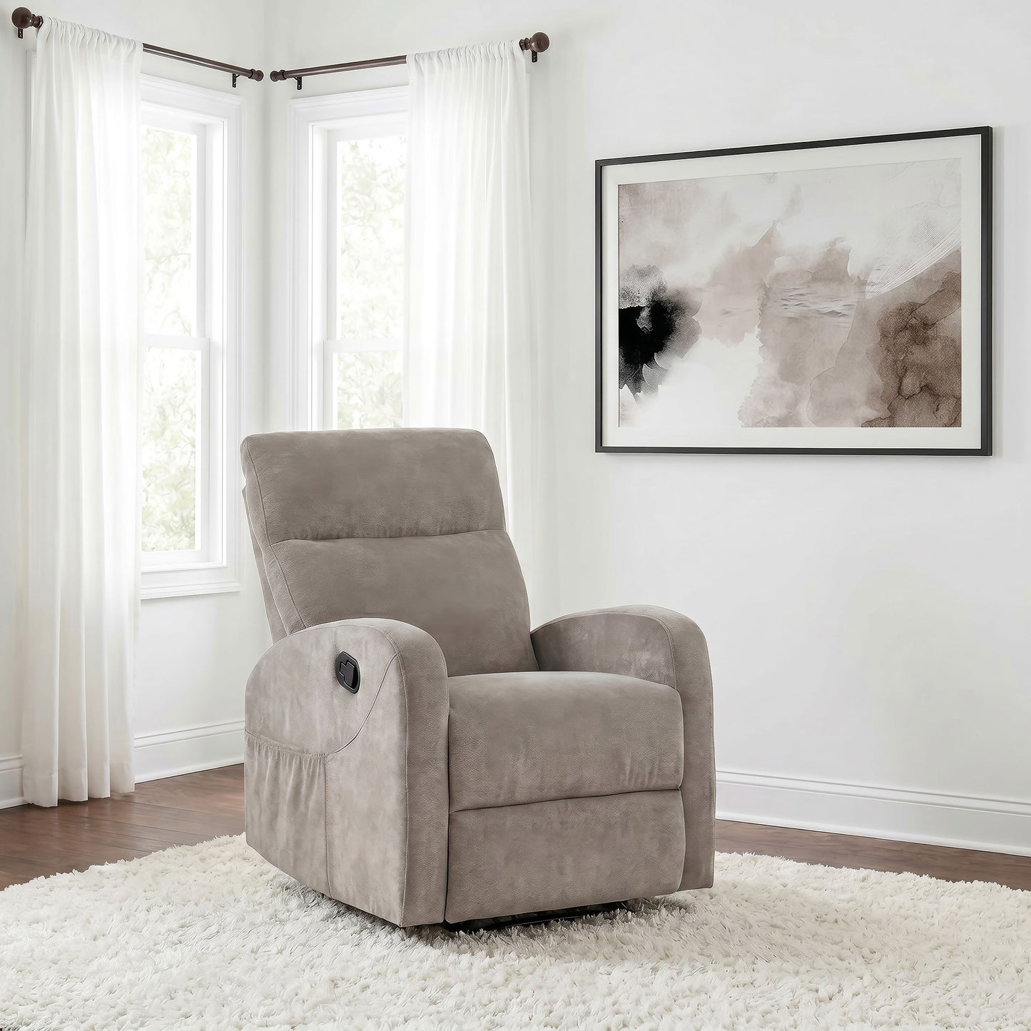 Hamilton Chenille Manual Recliner Sand