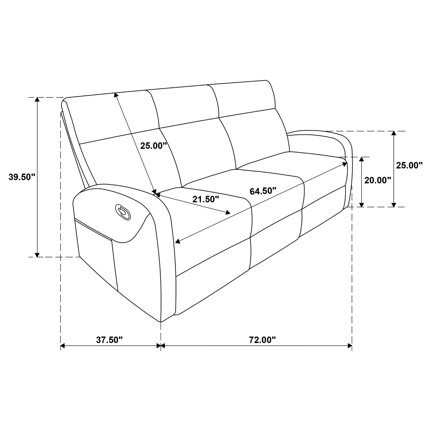 Hamilton Chenille Manual Reclining Sofa Charcoal Grey