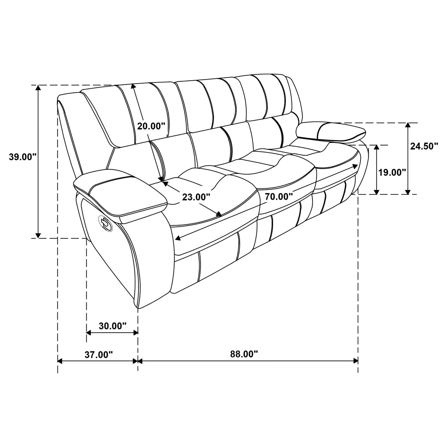 Camila 2-piece Upholstered Reclining Sofa Set White