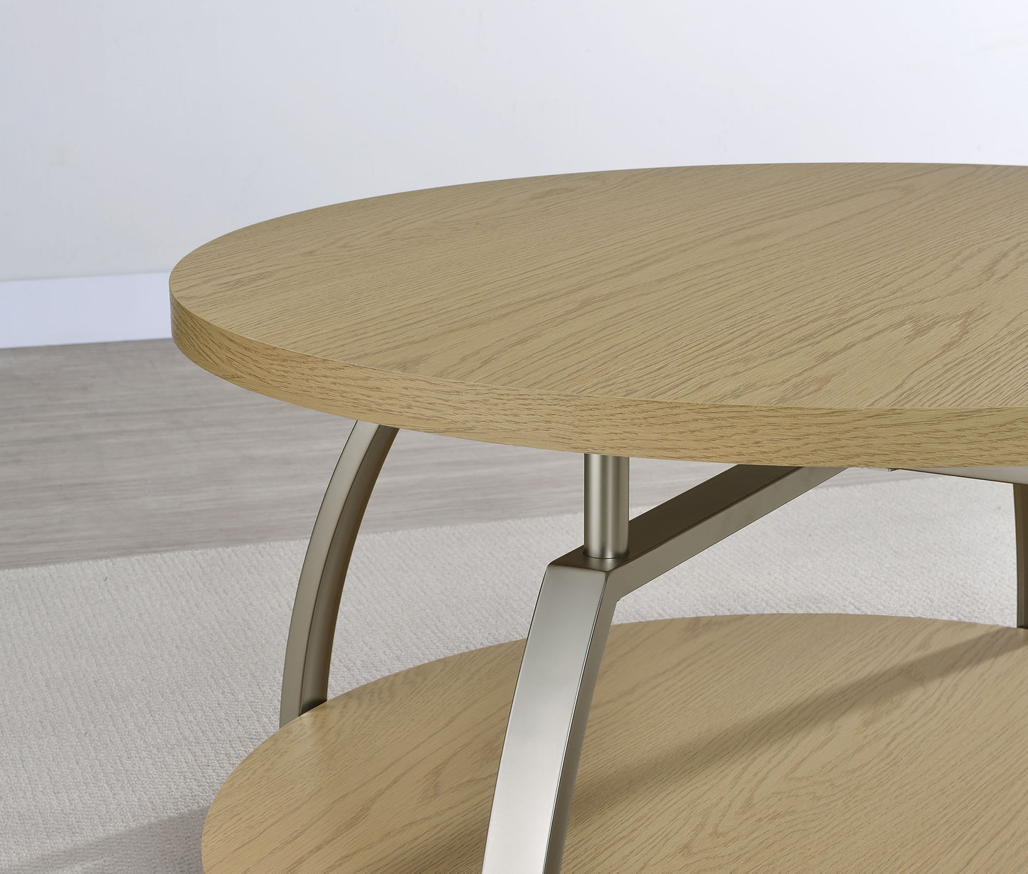 Dacre Round Engineered Wood Top Side End Table Greige