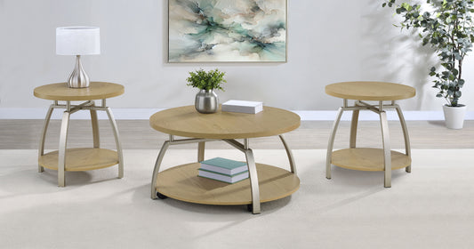 Dacre 3-piece Round Coffee and End Table Set Greige