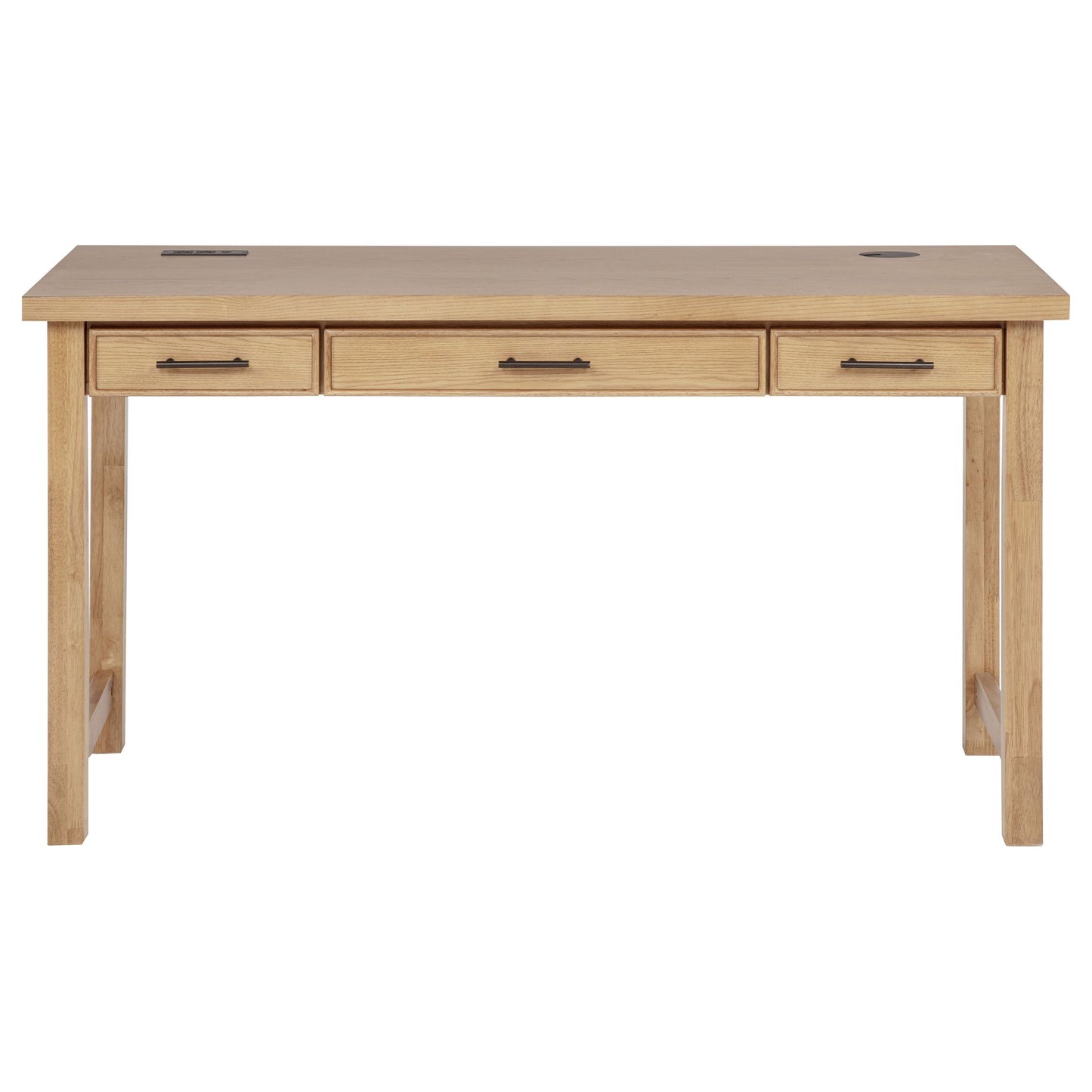 Vermes 55-inch 3-drawer Writing Desk with Power Outlet Light Ash