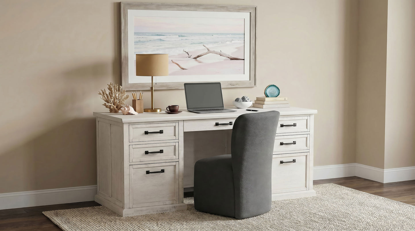Altidore 68-inch 7-drawer Executive Home Office Desk Distressed White