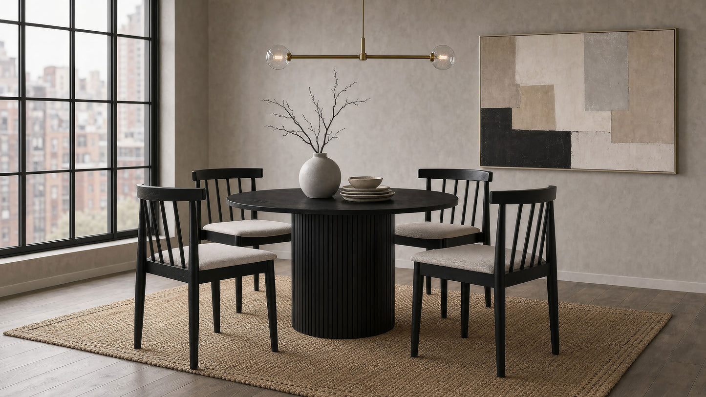 Hamlyn 47-inch Round Wood Dining Room Table Black
