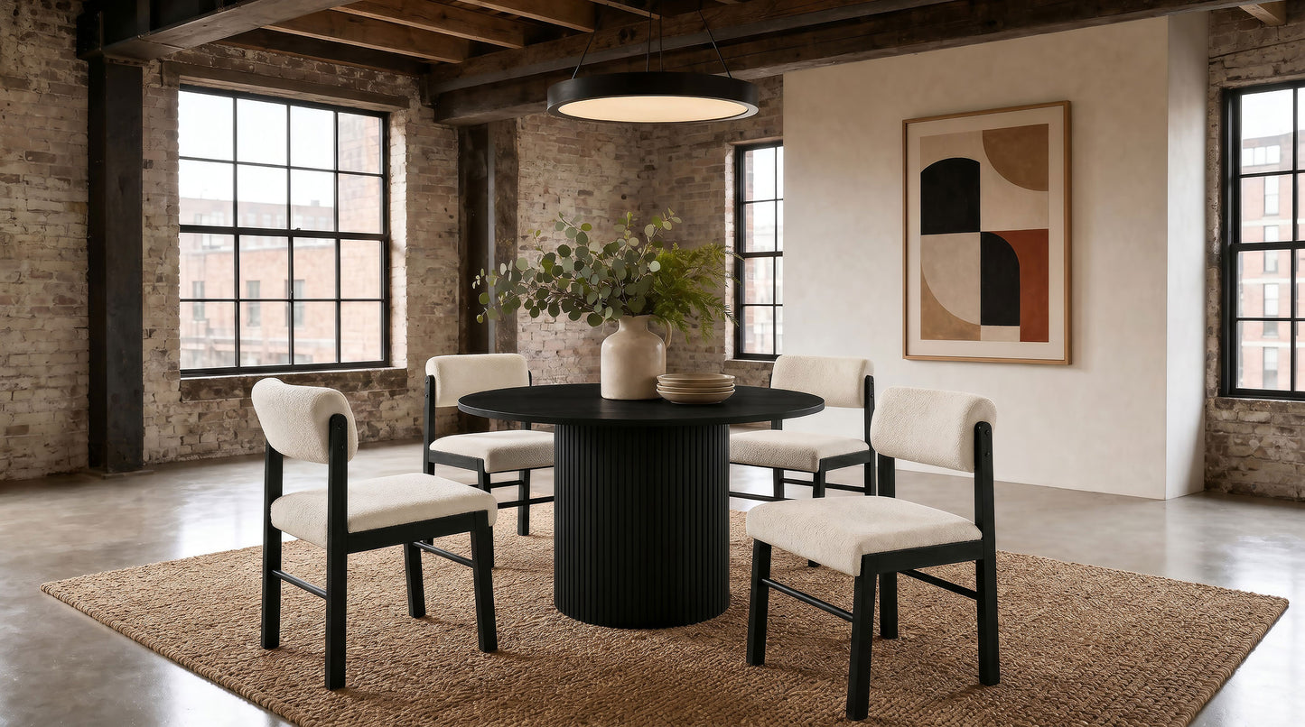 Hamlyn 47-inch Round Wood Dining Room Table Black