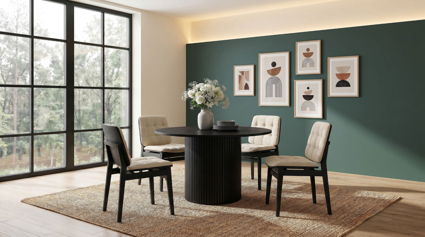 Hamlyn 47-inch Round Wood Dining Room Table Black