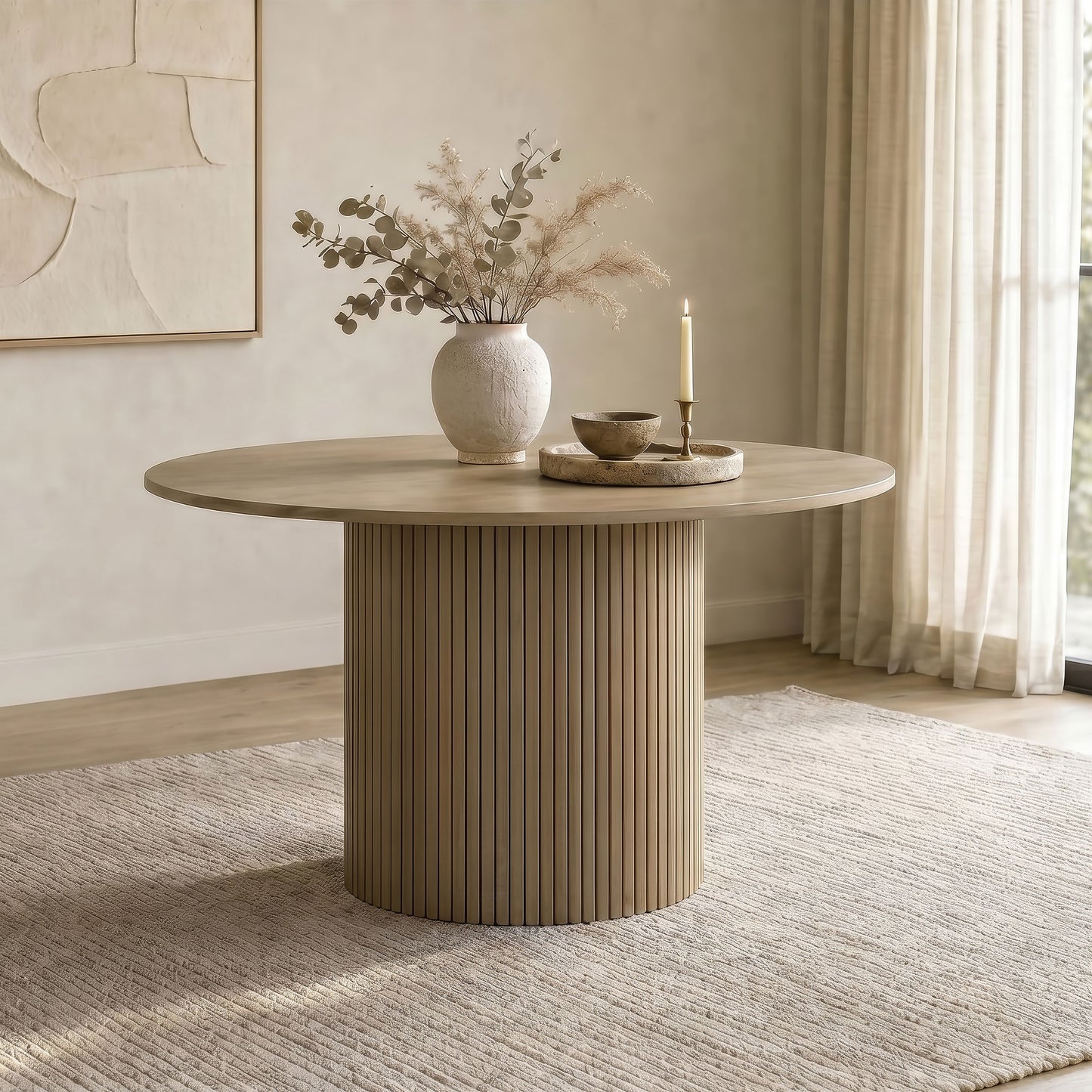 Hamlyn 47-inch Round Wood Dining Room Table Natural Oak