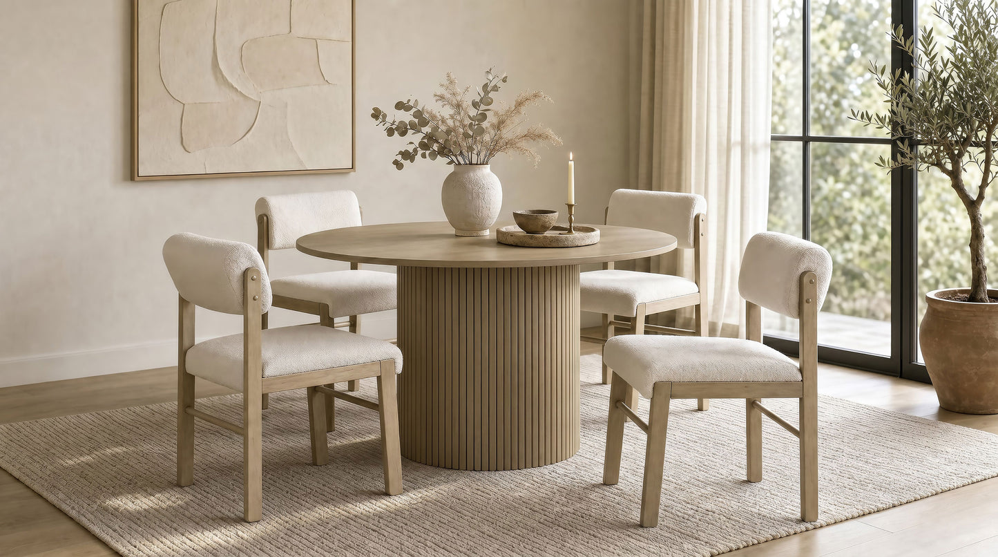 Hamlyn 47-inch Round Wood Dining Room Table Natural Oak