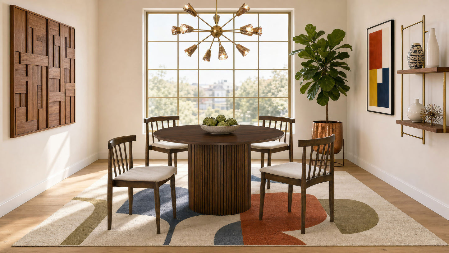 Hamlyn 47-inch Round Wood Dining Room Table Walnut