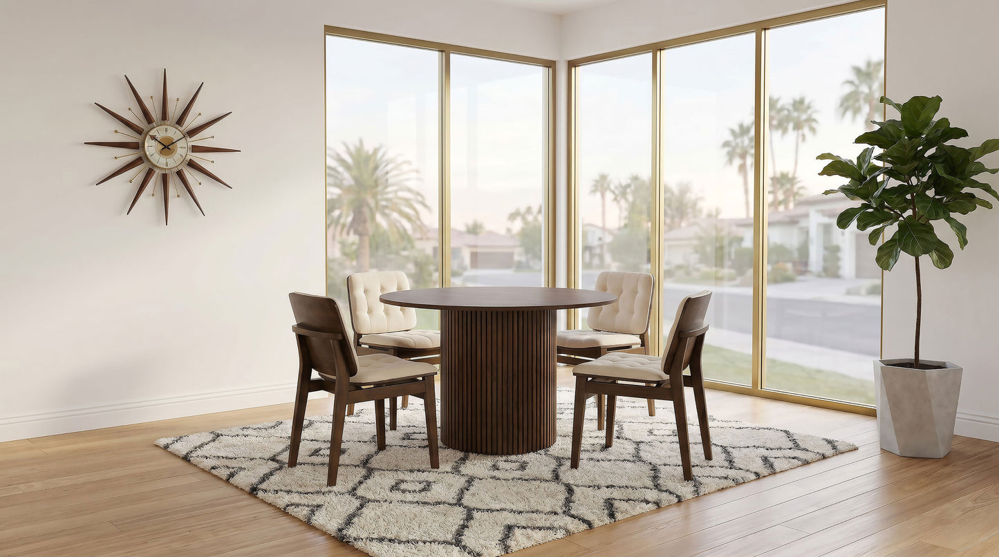 Hamlyn 47-inch Round Wood Dining Room Table Walnut