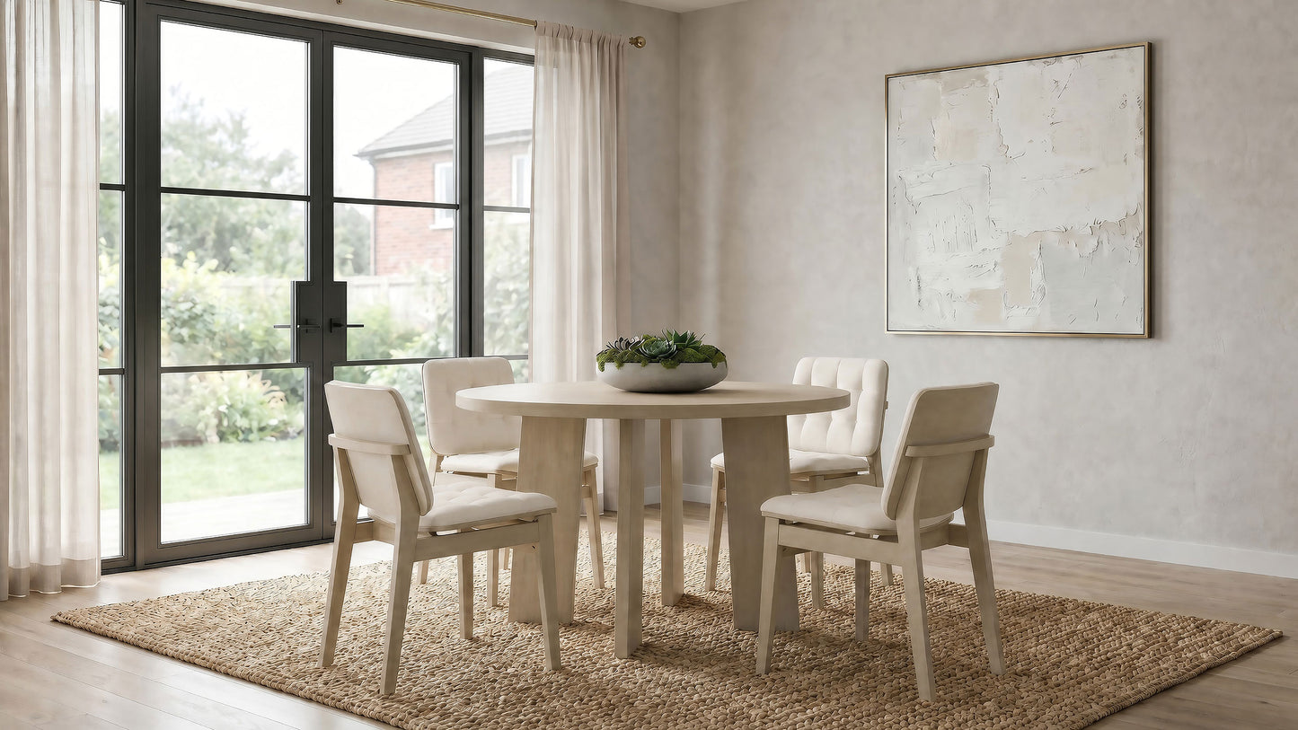 Redbridge Upholstered Side Chair Cream and Natural Oak (Set of 2)