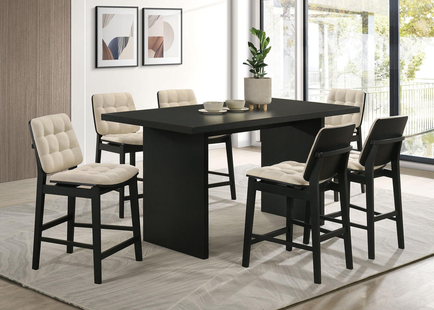 Redbridge Upholstered Counter Chair Cream and Black (Set of 2)