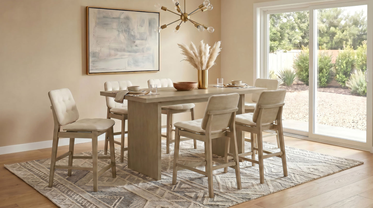 Redbridge Upholstered Counter Chair Cream and Natural Oak (Set of 2)