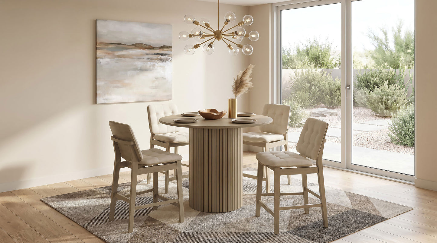 Redbridge Upholstered Counter Chair Cream and Natural Oak (Set of 2)