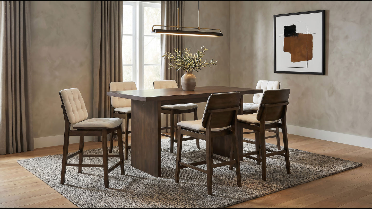 Redbridge Upholstered Counter Chair Cream and Walnut (Set of 2)