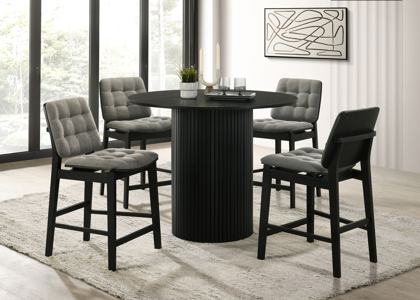 Redbridge Upholstered Counter Chair Grey and Black (Set of 2)