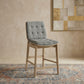 Redbridge Upholstered Counter Chair Grey and Natural Oak (Set of 2)
