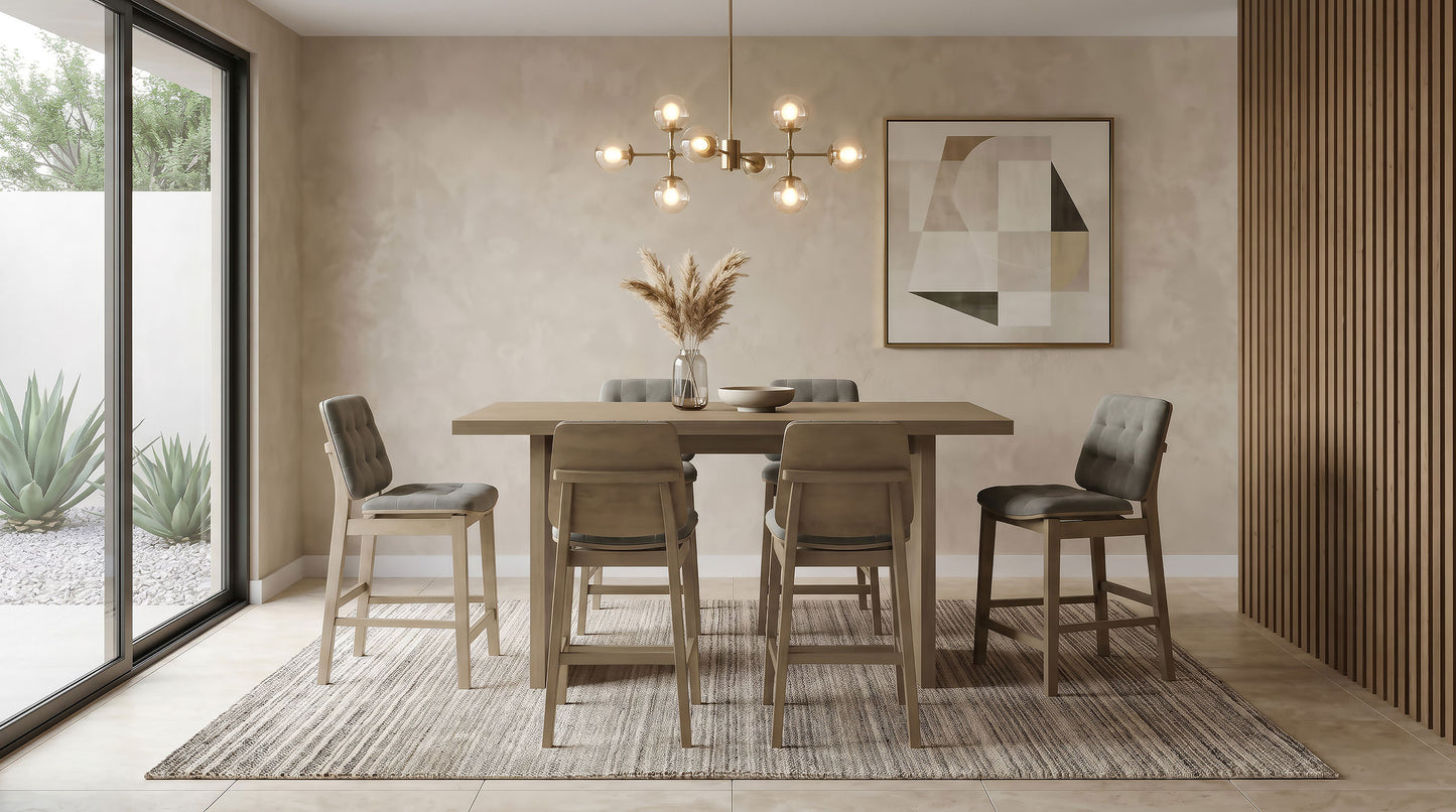 Redbridge Upholstered Counter Chair Grey and Natural Oak (Set of 2)