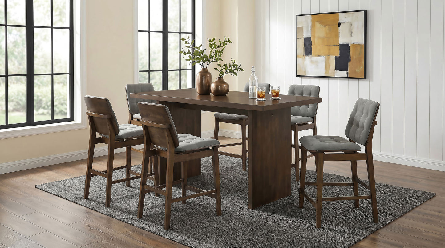 Redbridge Upholstered Counter Chair Grey and Walnut (Set of 2)