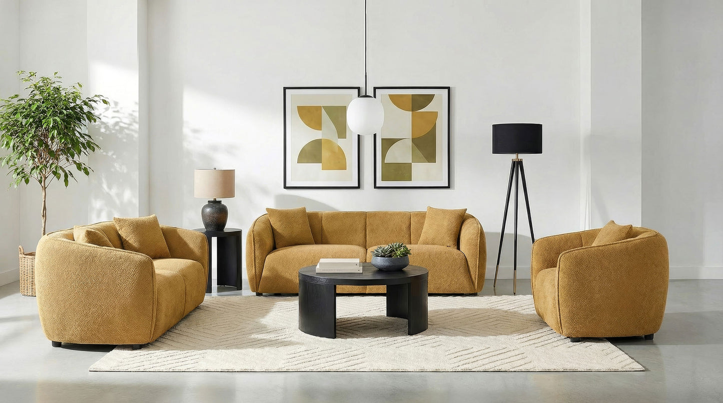 Aleisha Fabric Upholstered Sofa Mustard Yellow