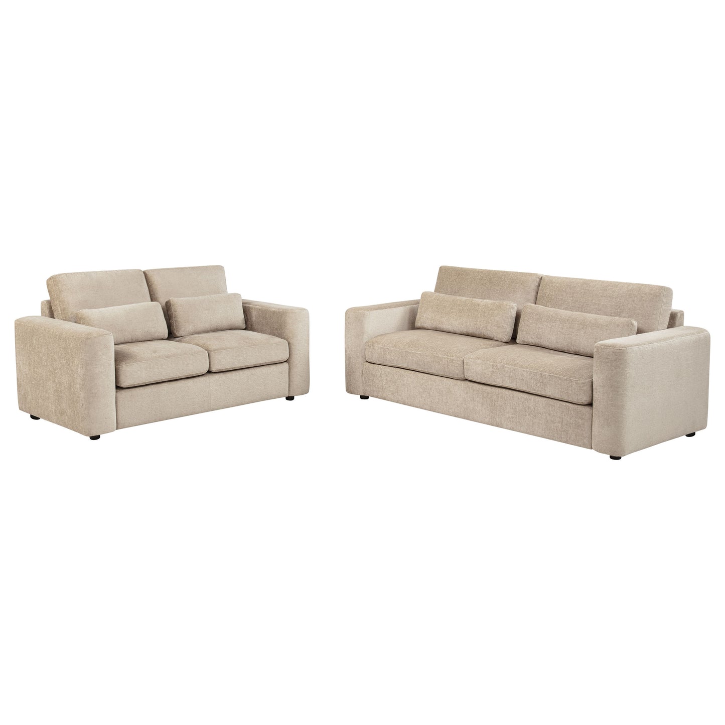 Amador 2-piece Chenille Upholstered Track Arm Sofa Set Camel