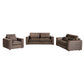Amador 3-piece Chenille Upholstered Track Arm Sofa Set Chocolate