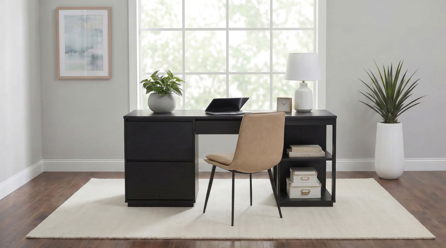 Harkes 75-inch 3-drawer Computer Desk with Adjustable Shelf Coffee Bean