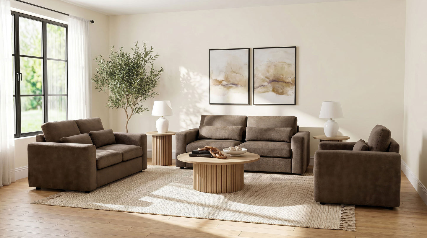 Amador Chenille Upholstered Track Arm Sofa Chocolate