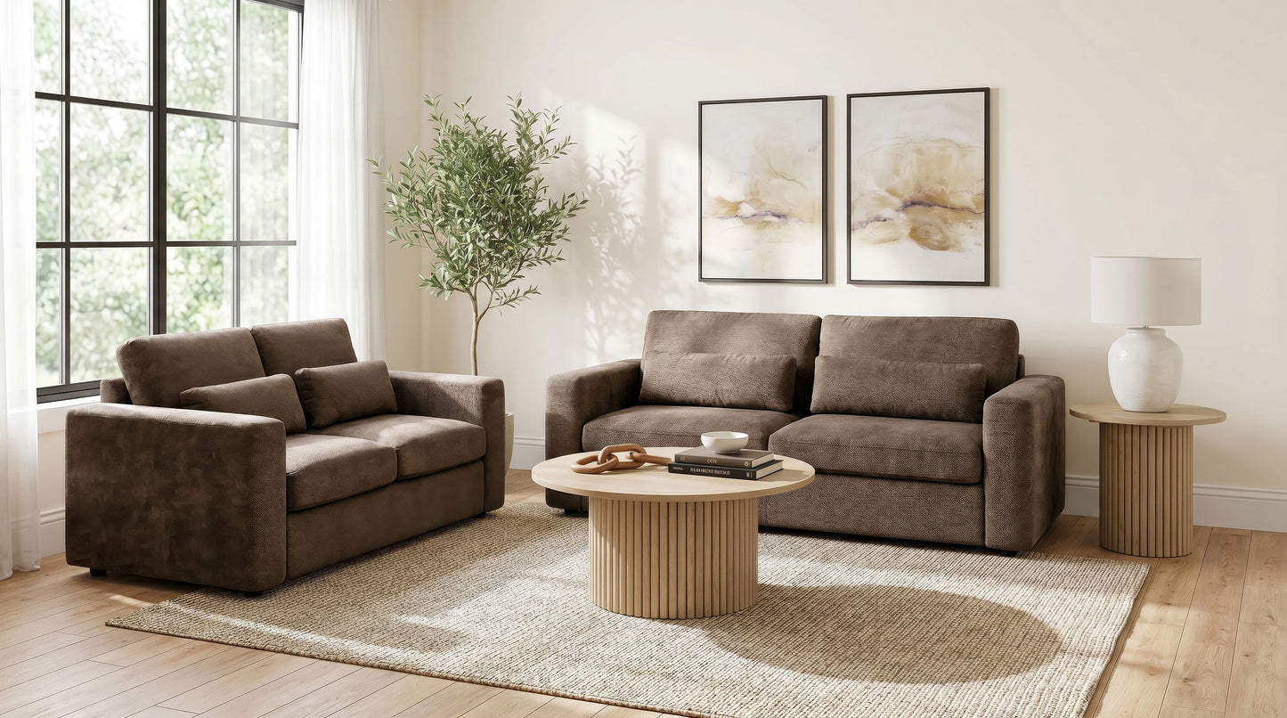 Amador Chenille Upholstered Track Arm Loveseat Chocolate