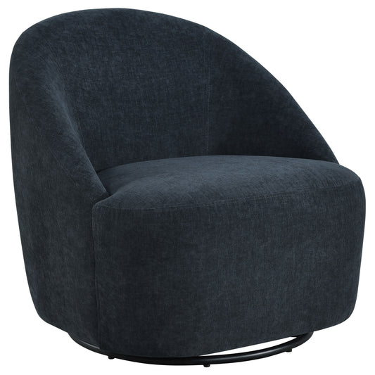 Leon Chenille Upholstered Swivel Accent Chair Black