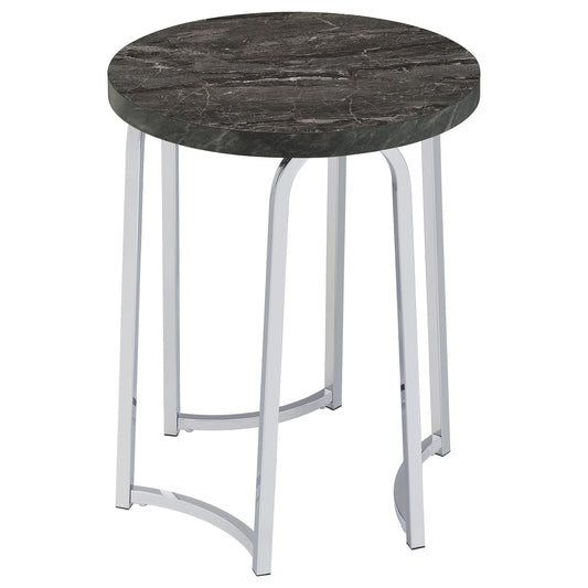 Barcelo Round Faux Marble Top Metal Side Table Grey
