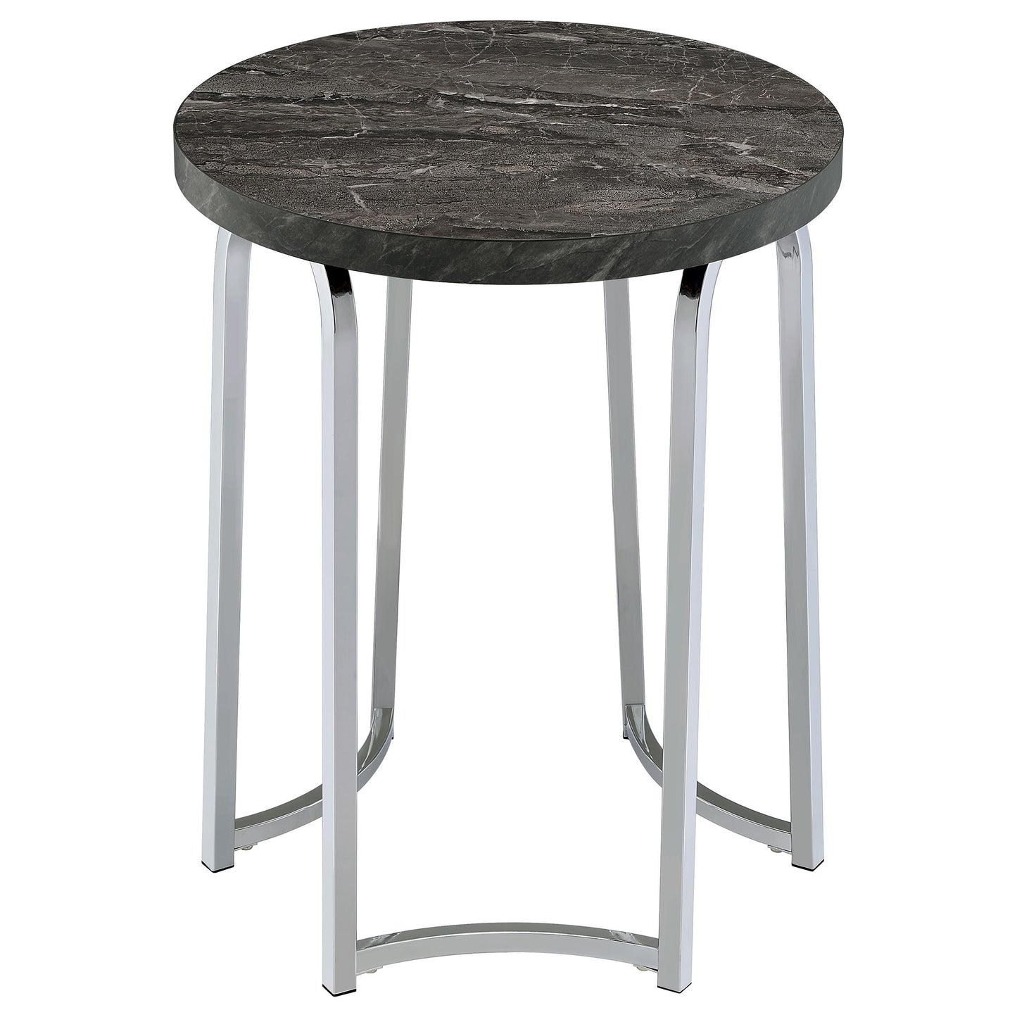 Barcelo Round Faux Marble Top Metal Side Table Grey