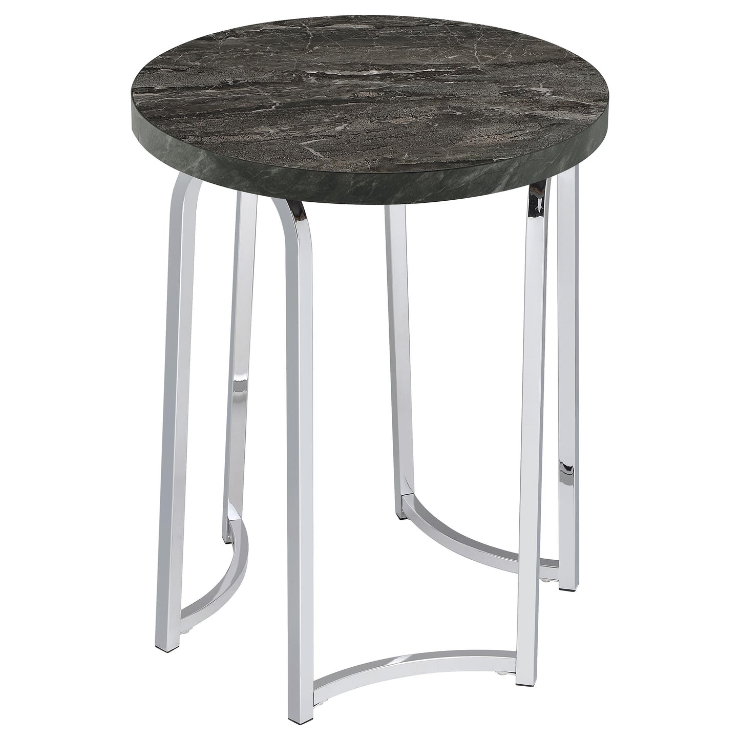 Barcelo Round Faux Marble Top Metal Side Table Grey