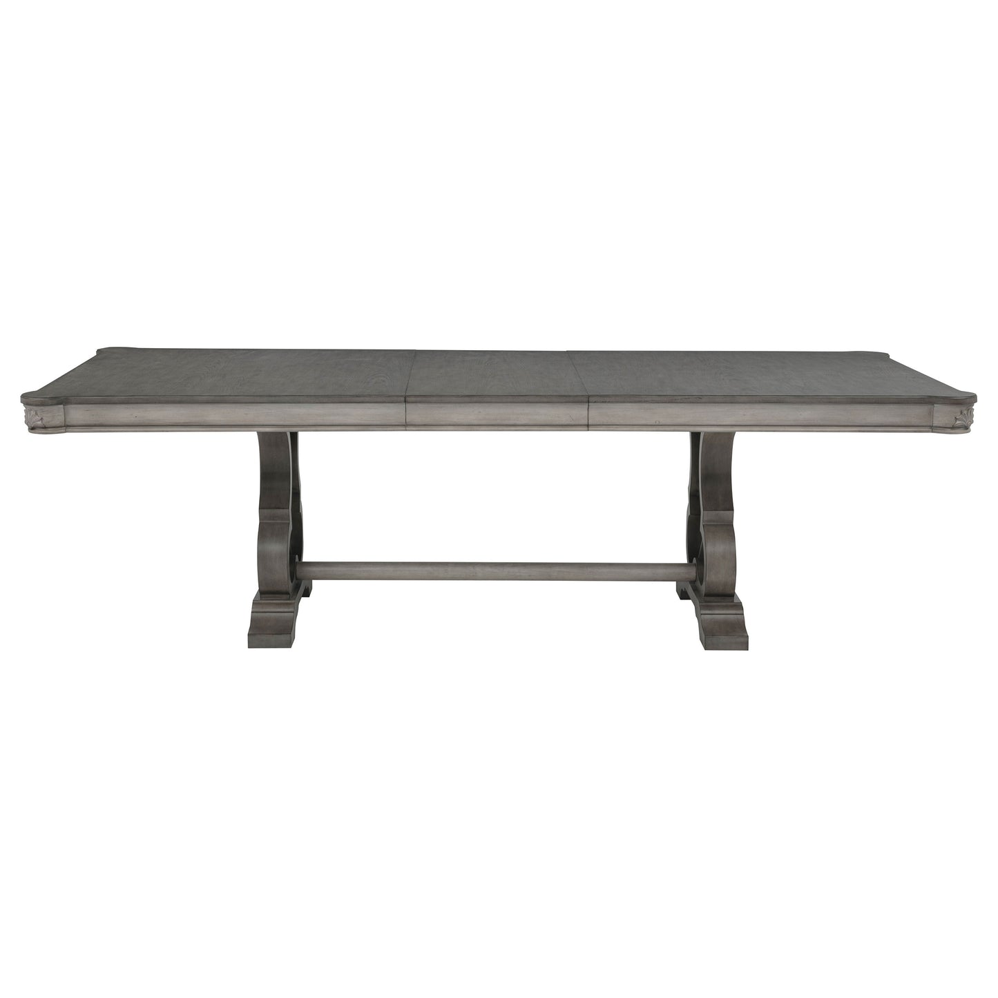 Cresswell 104-inch Double Pedestal Extension Dining Table Weathered Taupe