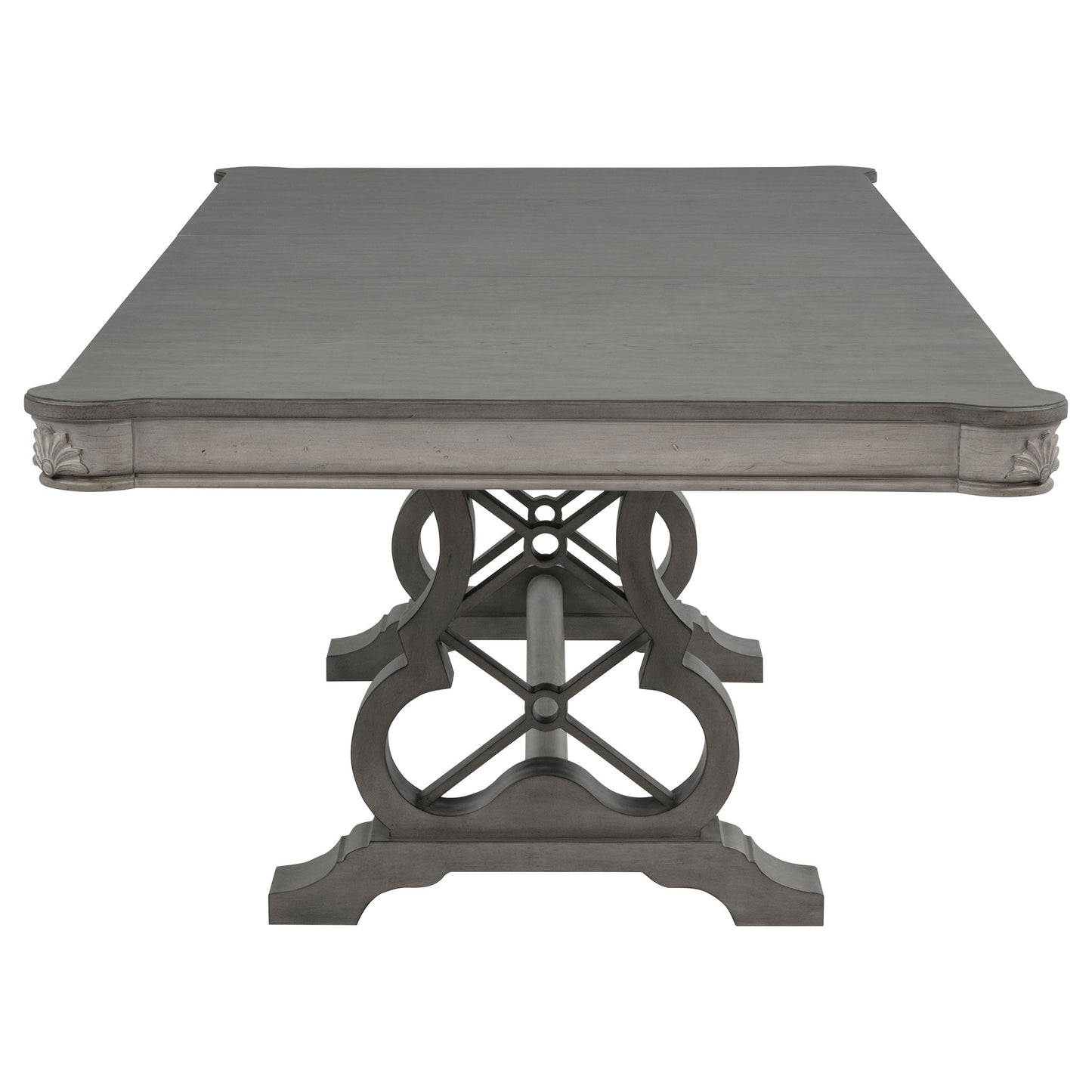 Cresswell 104-inch Double Pedestal Extension Dining Table Weathered Taupe