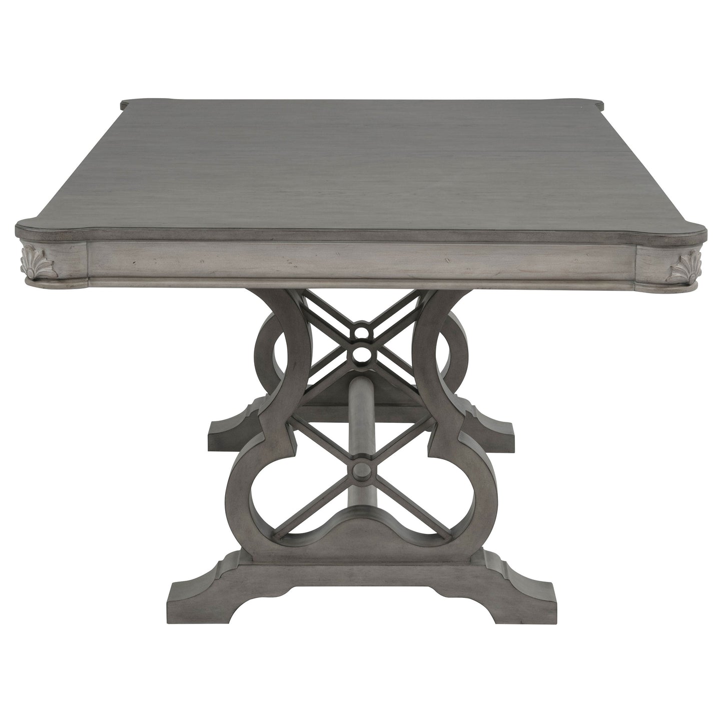 Cresswell 104-inch Double Pedestal Extension Dining Table Weathered Taupe