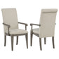 Cresswell Upholstered Dining Arm Chair Tan (Set of 2)