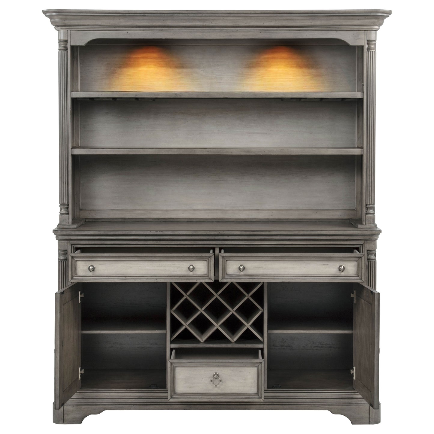 Cresswell 2-door 3-drawer Buffet and Hutch Weathered Taupe