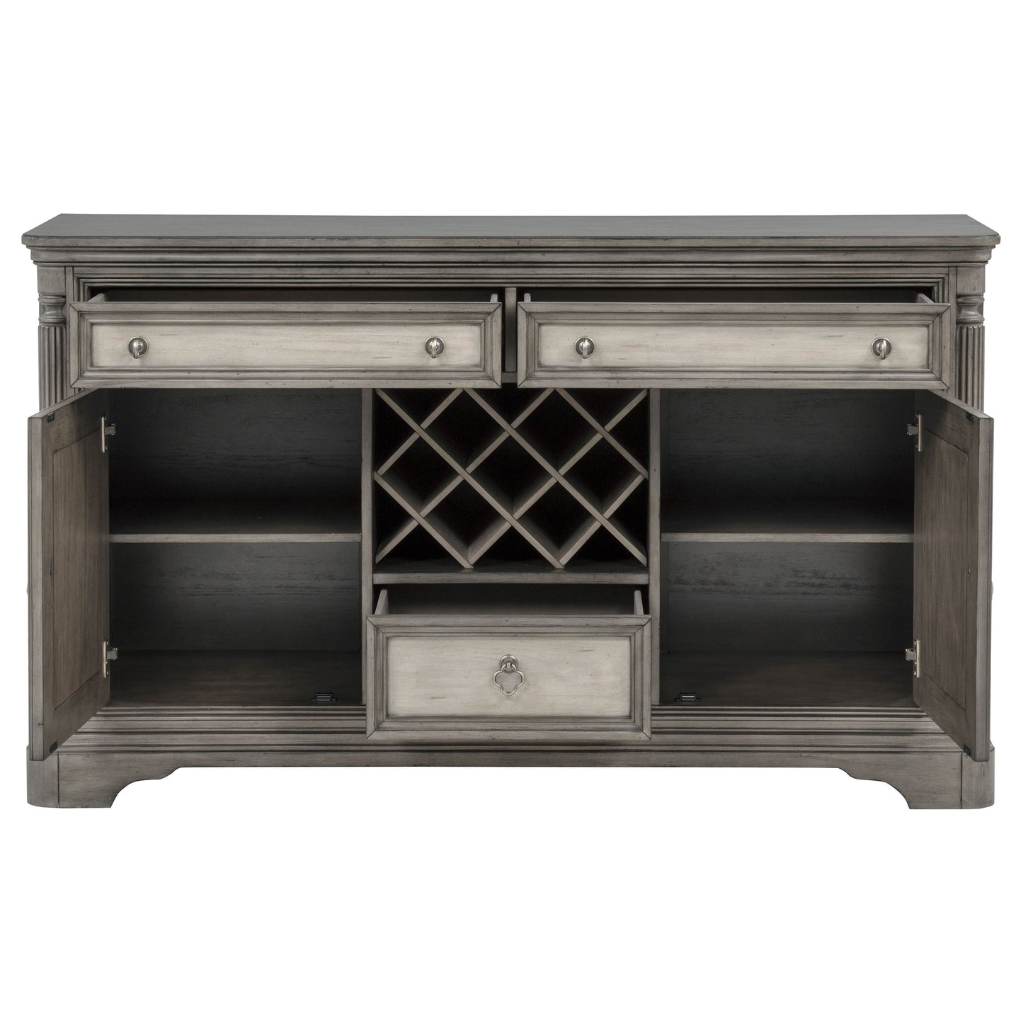 Cresswell 2-door 3-drawer Wine Storage Buffet Weathered Taupe