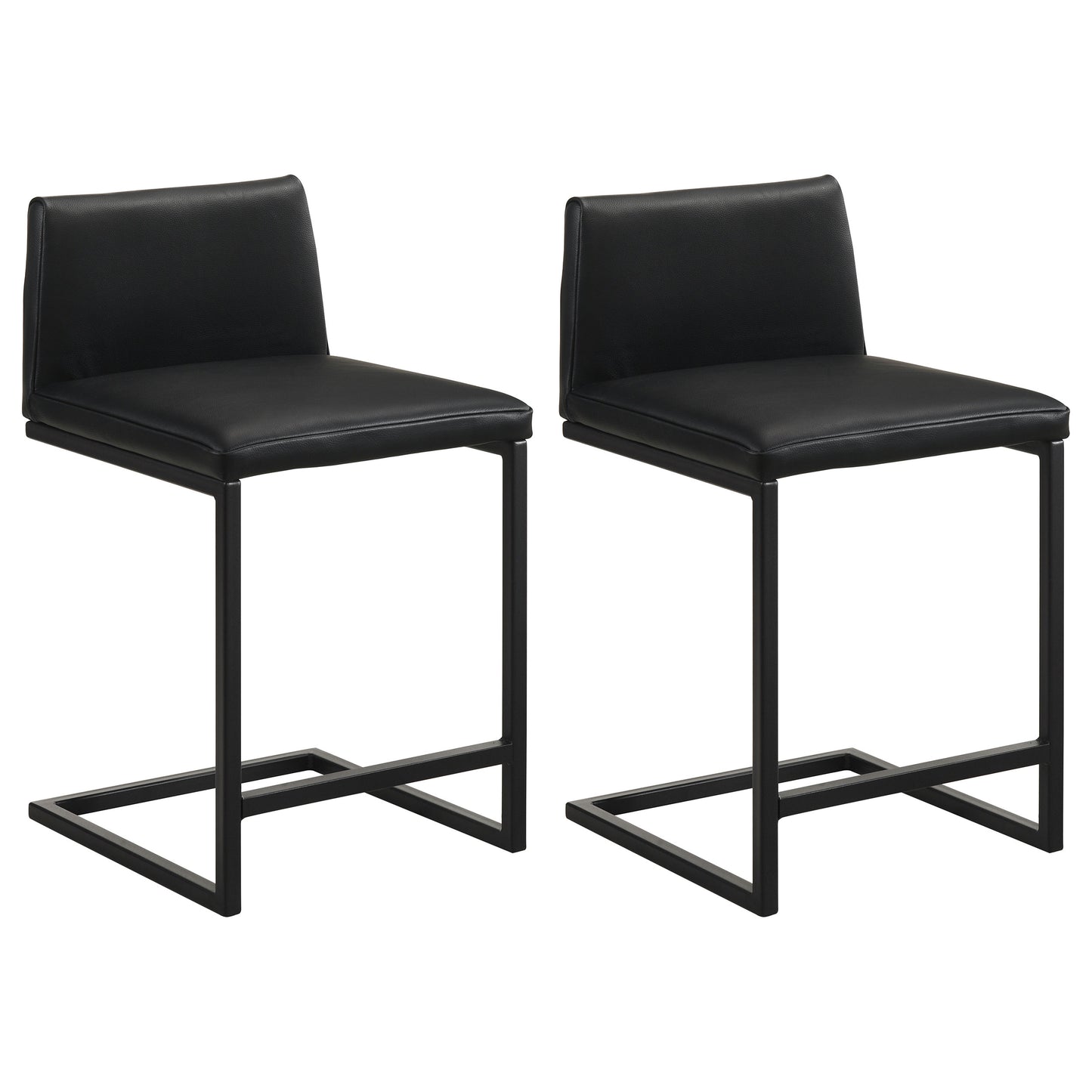 Vardon Genuine Leather Counter Height Chair Black (Set of 2)