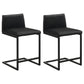Vardon Genuine Leather Counter Height Chair Black (Set of 2)